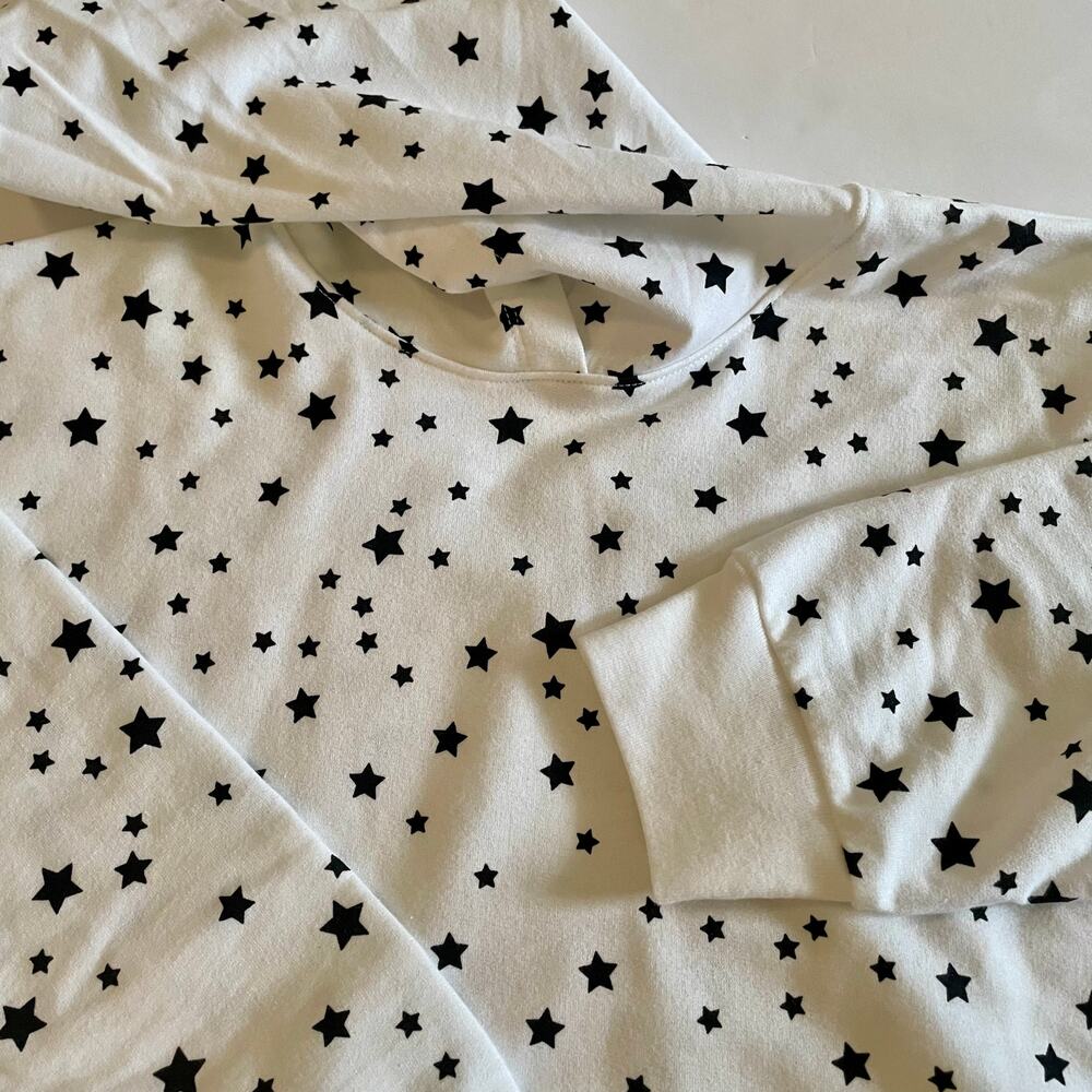 Kids White Black Star Print Hoodie Long Sleeve Pullover Pocket Sweatshirt 10 12